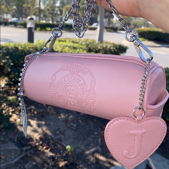 VINTAGE Juicy Couture Y2K PINK MINI BARREL BAG BARBIE BABY PINK LEATHER BAG - Picture 3 of 14